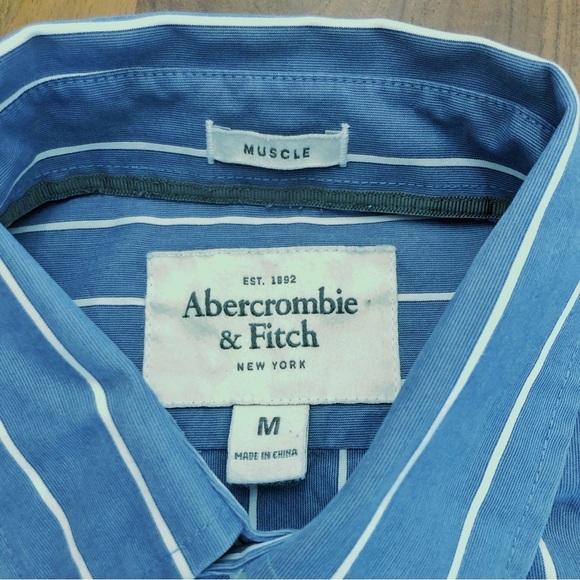 Abercrombie & Fitch Stripped Pastel Blue Long Sleeves Button Down Shirt Blouse. - Picture 4 of 13